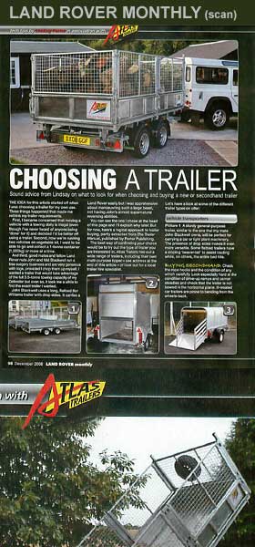 choosing a new or secondhand trailer - article in Land Rover Monthly magazine - click to see Land Rover Monthly web site