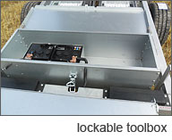 Our tipping trailers feature a lockable tool box